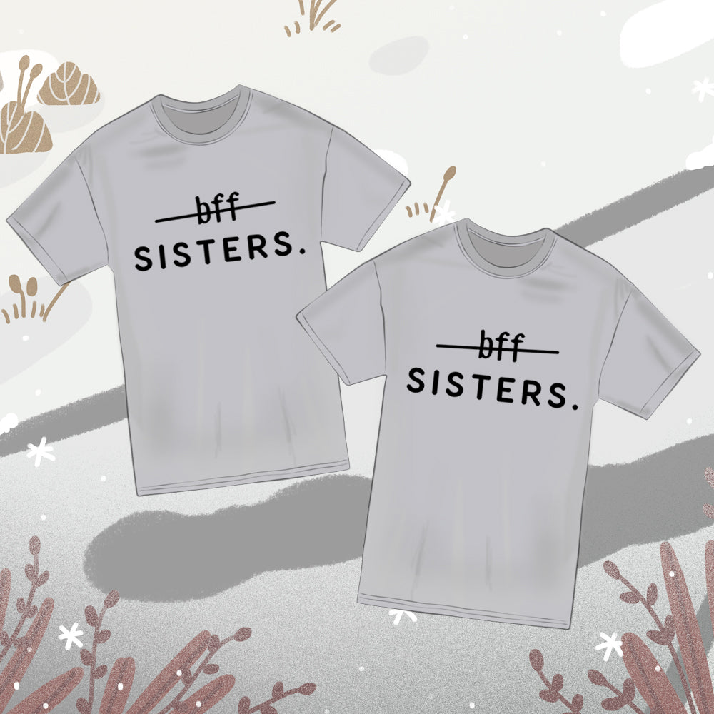 Cotton bff Sisters T-shirts Gray