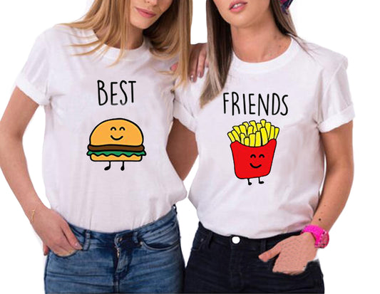 Best Friend Matching shirts Matching Burger and Fries tees Cute Friends tshirts Foodie shirts