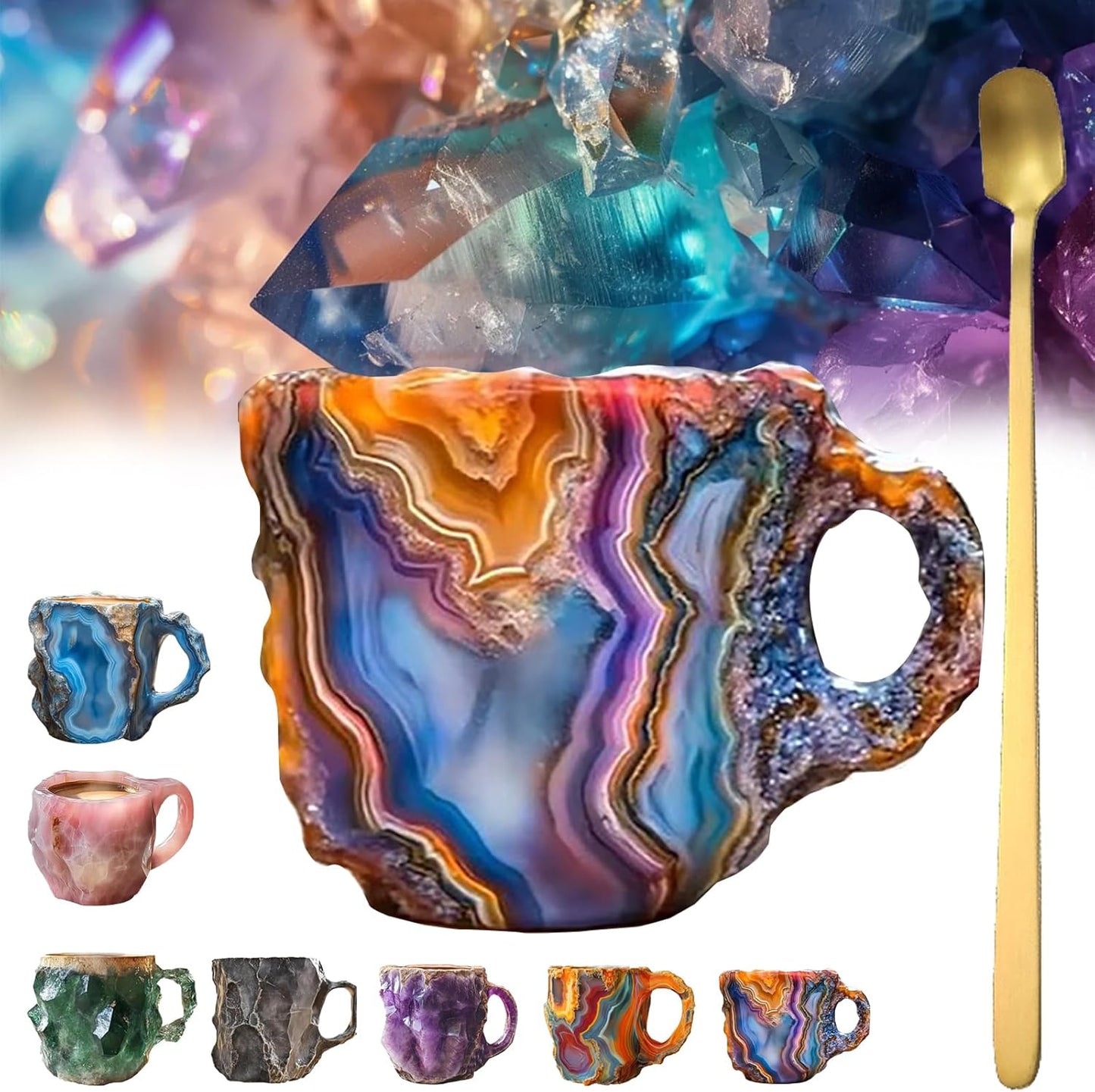 Mineral Crystal Coffee Mugs Natural Mineral Crystal Coffee Mug Mugcrystal Coffee Mugs Christmas Coffee Mugs with spoon