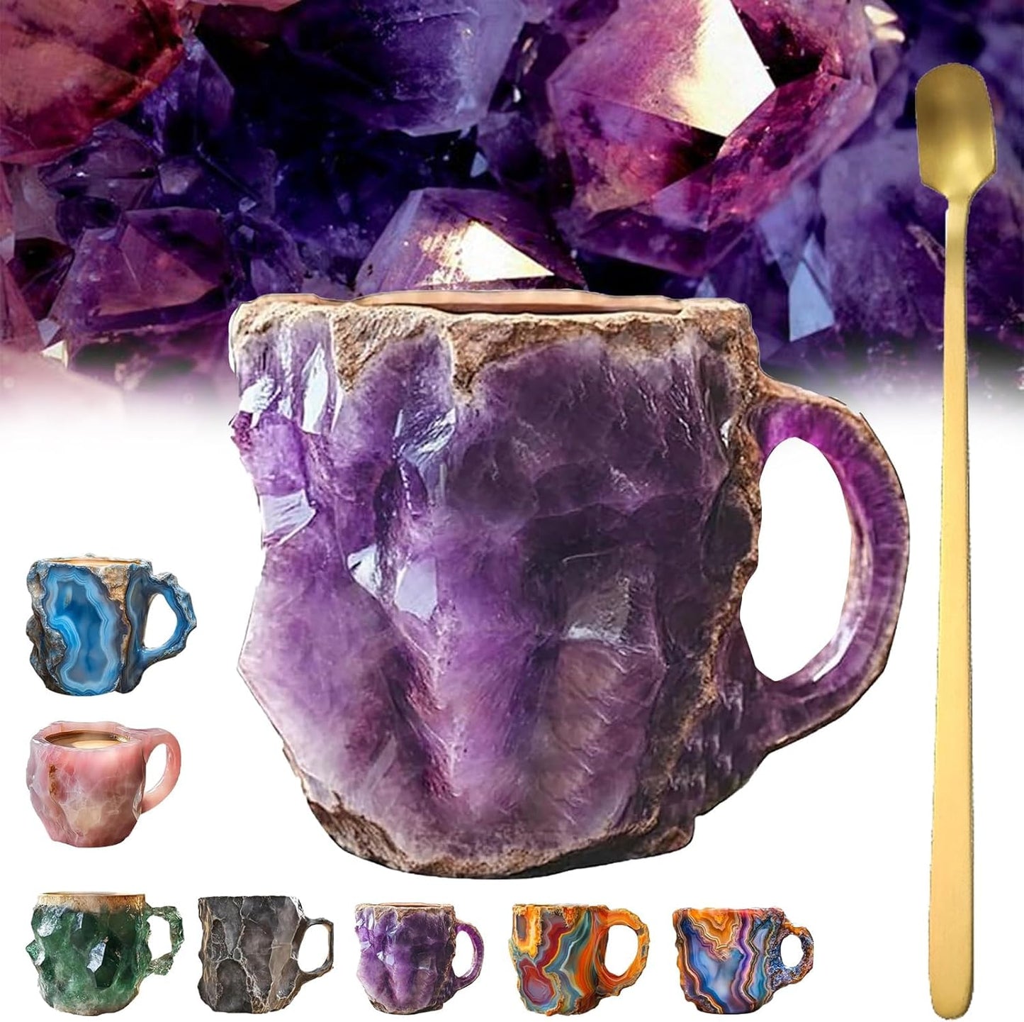 Mineral Crystal Coffee Mugs Natural Mineral Crystal Coffee Mug Mugcrystal Coffee Mugs Christmas Coffee Mugs with spoon