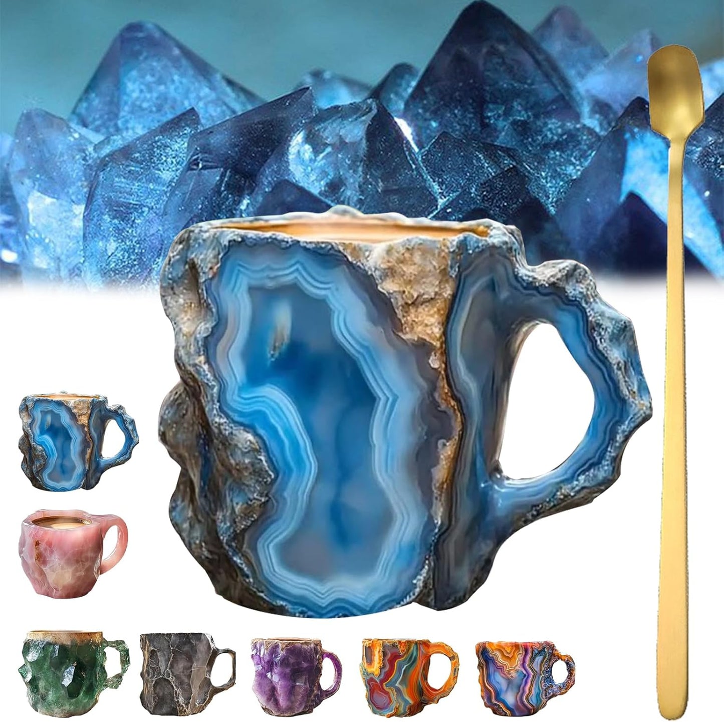 Mineral Crystal Coffee Mugs Natural Mineral Crystal Coffee Mug Mugcrystal Coffee Mugs Christmas Coffee Mugs with spoon