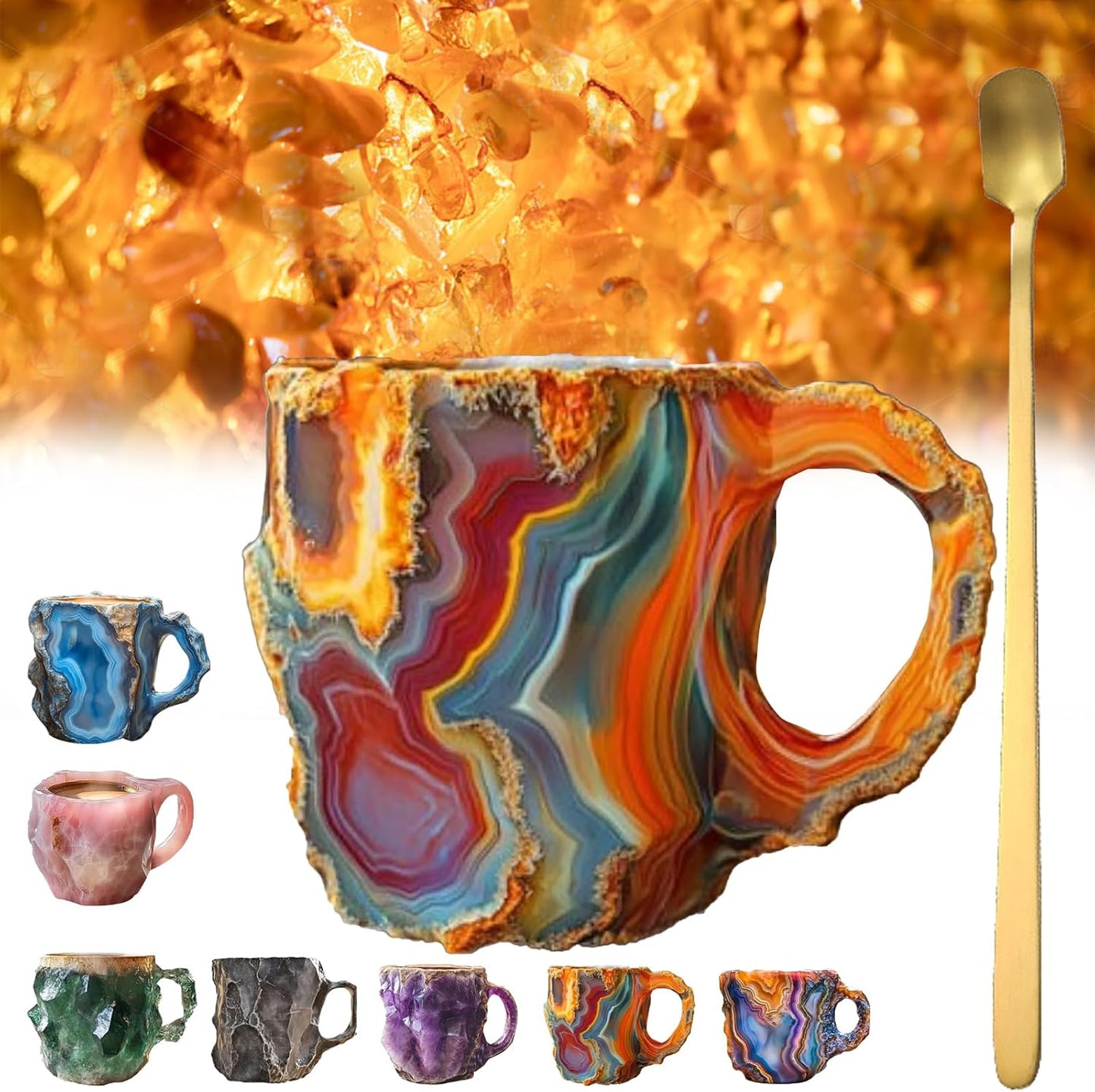 Mineral Crystal Coffee Mugs Natural Mineral Crystal Coffee Mug Mugcrystal Coffee Mugs Christmas Coffee Mugs with spoon