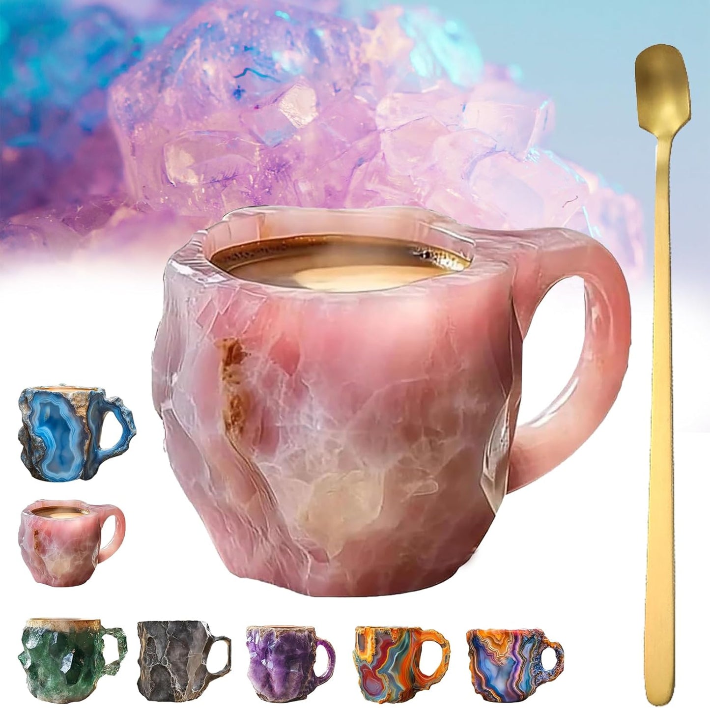 Mineral Crystal Coffee Mugs Natural Mineral Crystal Coffee Mug Mugcrystal Coffee Mugs Christmas Coffee Mugs with spoon