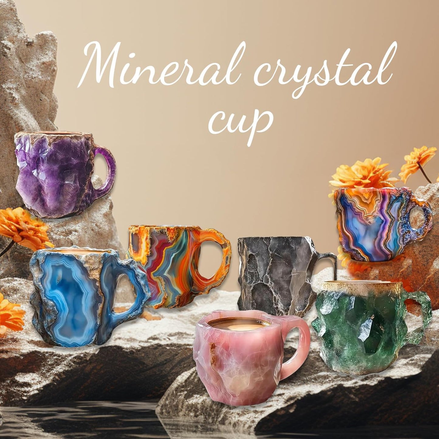 Mineral Crystal Coffee Mugs Natural Mineral Crystal Coffee Mug Mugcrystal Coffee Mugs Christmas Coffee Mugs with spoon