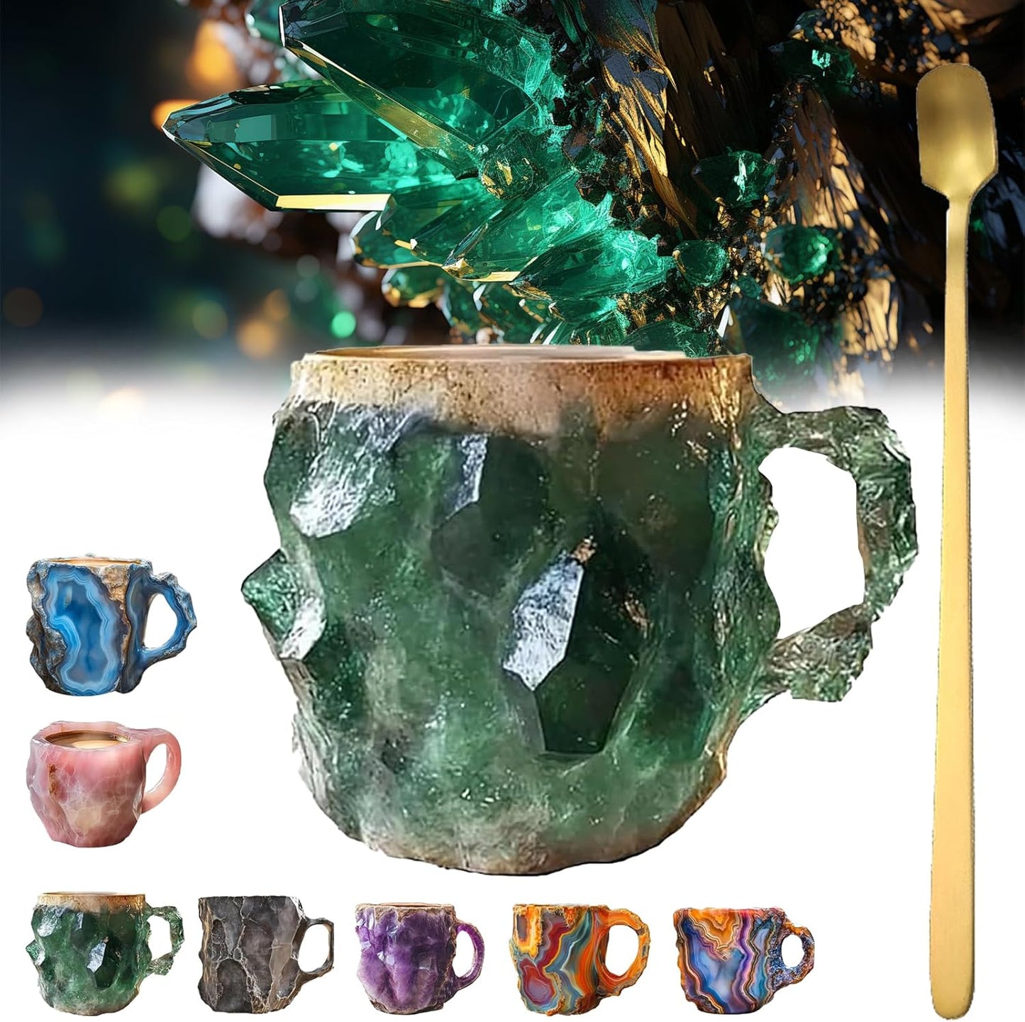 Mineral Crystal Coffee Mugs Natural Mineral Crystal Coffee Mug Mugcrystal Coffee Mugs Christmas Coffee Mugs with spoon