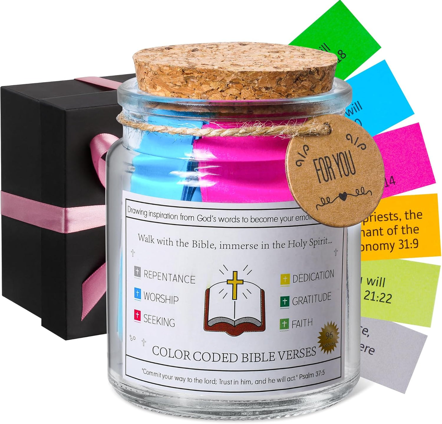 Bible Verse Jar Read Me When Bible Verses Jar for Emotions and Feelings Christian Gifts for Women Graduation gift Prayer Hope Jar Comes With A 48-inch Ribbon Bow