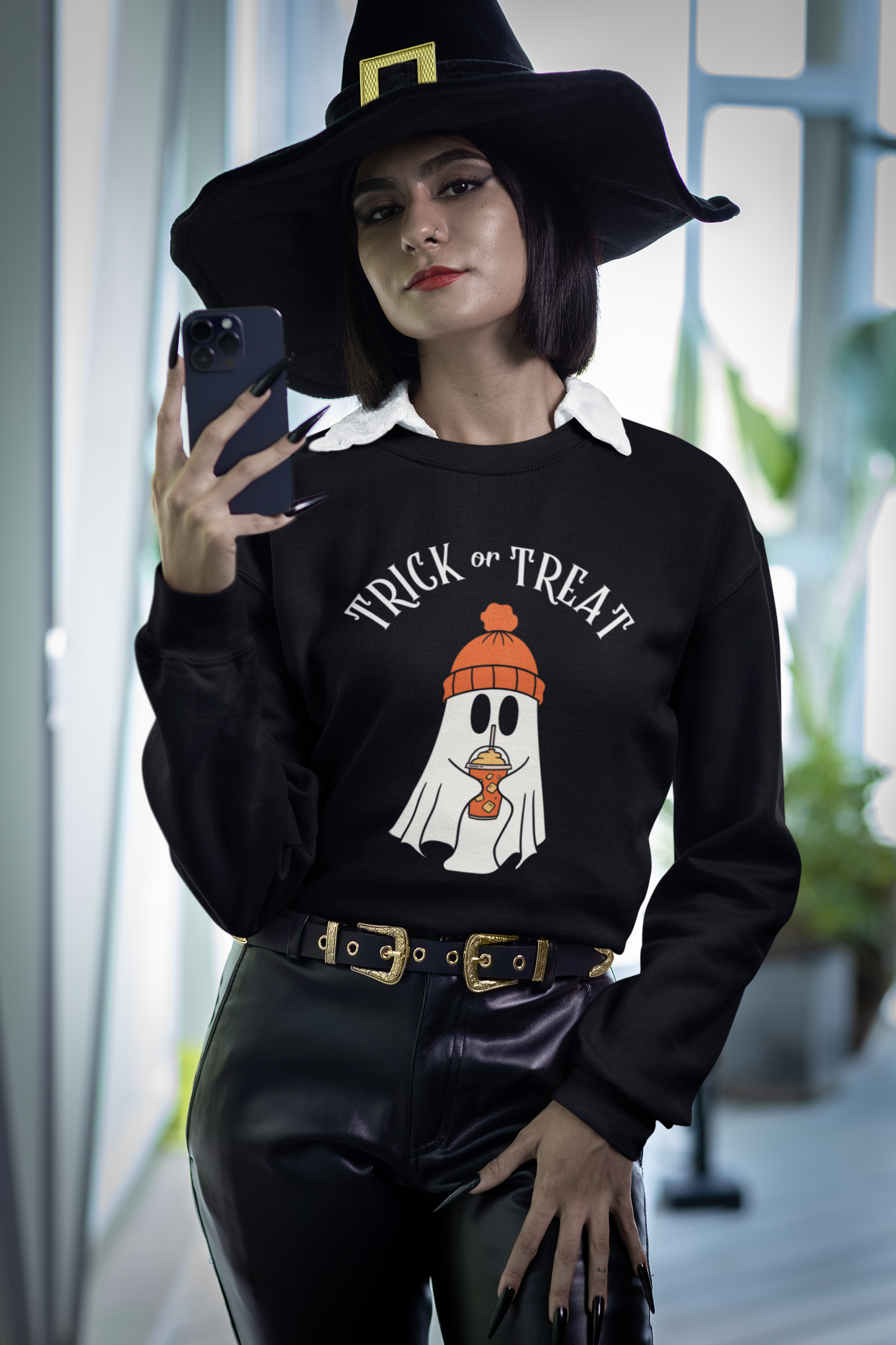 Halloween funny printed ghost women sweatshirt