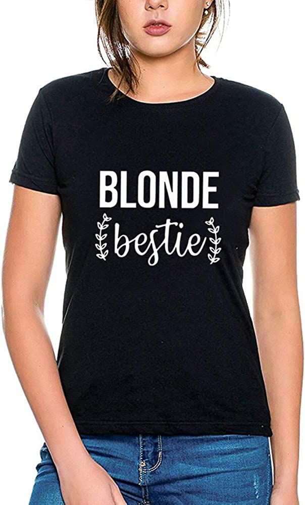 Best Friends T-Shirts for Women Blonde Brunette BFF T-Shirts for 2 Girls Sister Tee Shirts Short Sleeve Tops