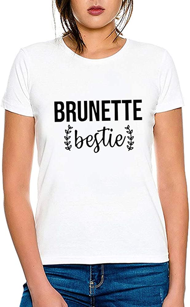 Best Friends T-Shirts for Women Blonde Brunette BFF T-Shirts for 2 Girls Sister Tee Shirts Short Sleeve Tops