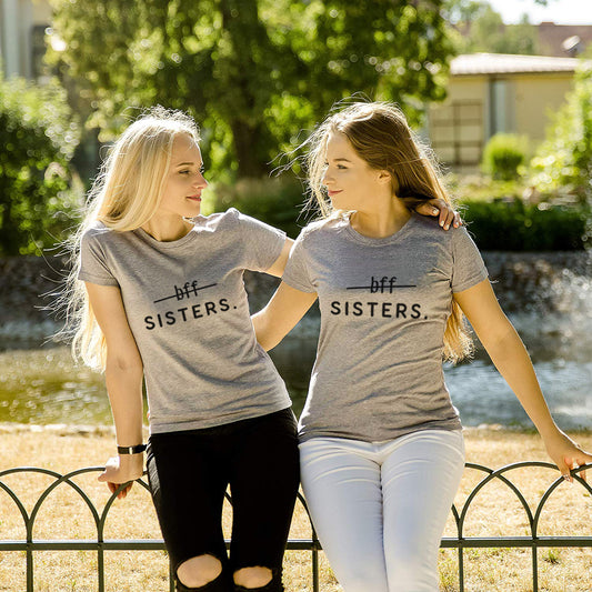 Cotton bff Sisters T-shirts Gray